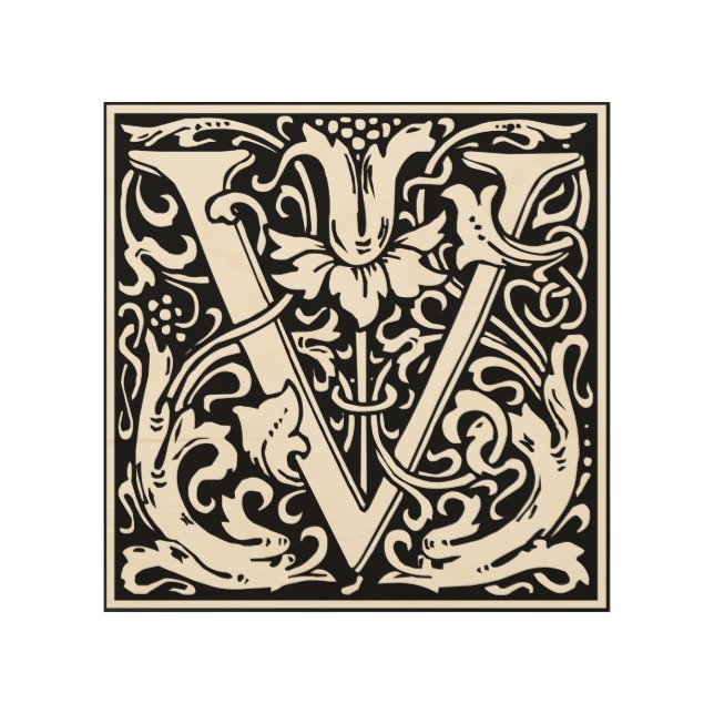 Letter V Medieval Monogram Art Nouveau (Front)