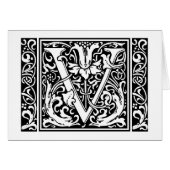 Letter V Medieval Monogram Art Nouveau (Front Horizontal)