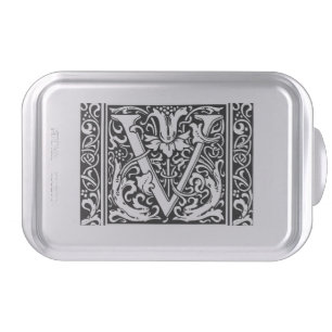 Letter V Medieval Monogram Art Nouveau Cake Pan