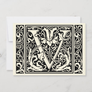 Letter V Medieval Monogram Art Nouveau Invitation