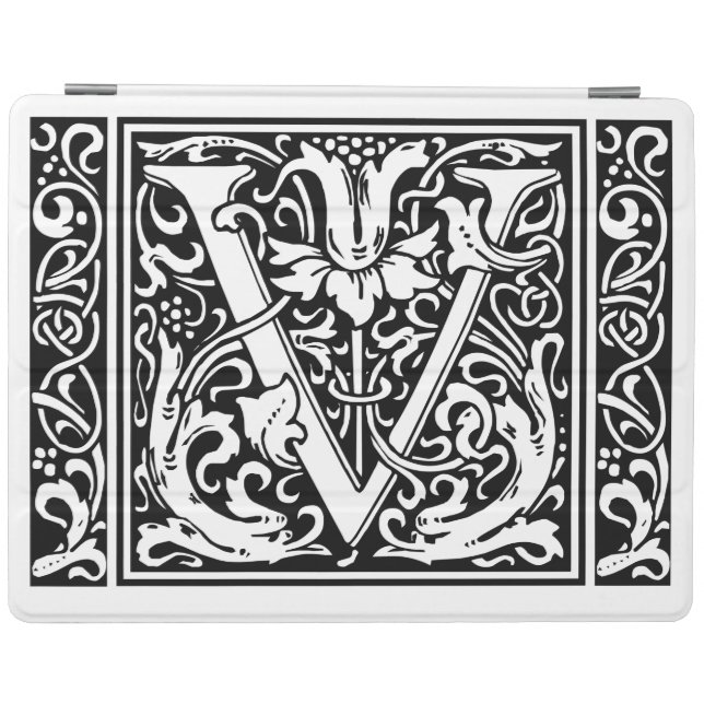 Letter V Medieval Monogram Art Nouveau iPad Smart Cover (Horizontal)