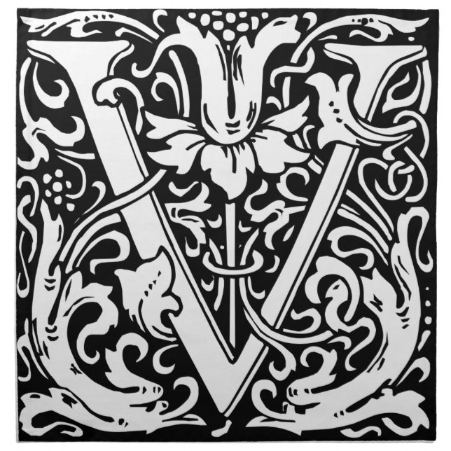 Letter V Medieval Monogram Art Nouveau Napkin (Front)