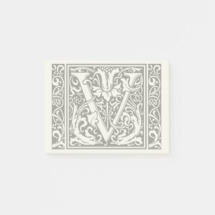 Letter V Medieval Monogram Art Nouveau Post-it Notes