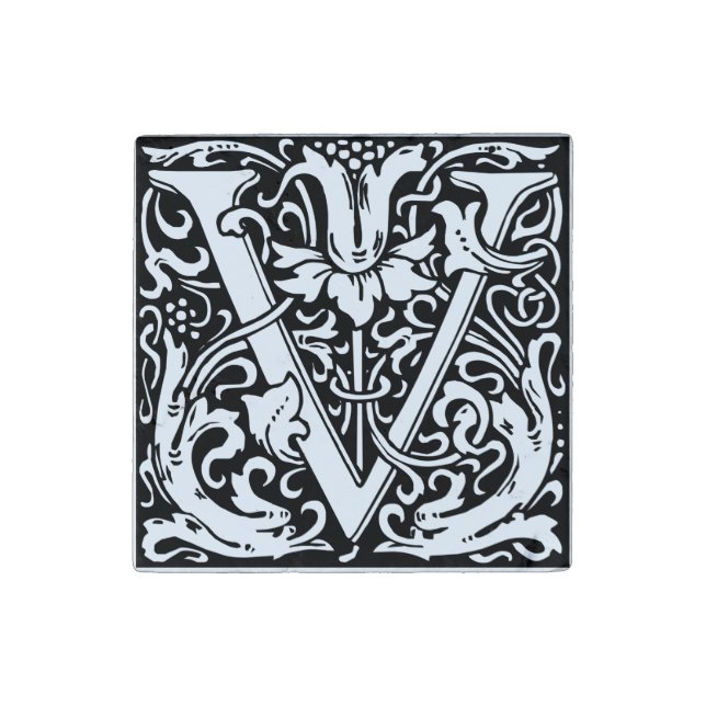 Letter V Medieval Monogram Art Nouveau Stone Magnet (First Magnet)
