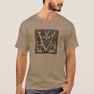 Letter V Medieval Monogram Art Nouveau T-Shirt