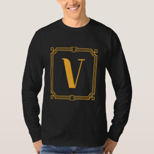 Letter V Monogram Alphabet V Initial Geometric Dec T-Shirt