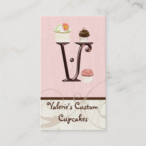 Customizable Letter V Monogram Dessert Bakery Business Cards