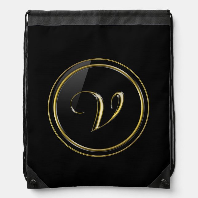 "Letter V" Monogram Drawstring Bag (Front)