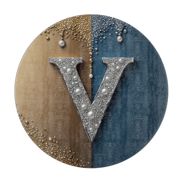 💎 Letter V Monogram Elegant Luxe Home Style ✨ Cutting Board (Front)