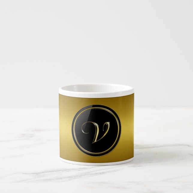 "Letter V" Monogram Espresso Cup (Front)