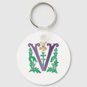 Letter V Monogram Keychain