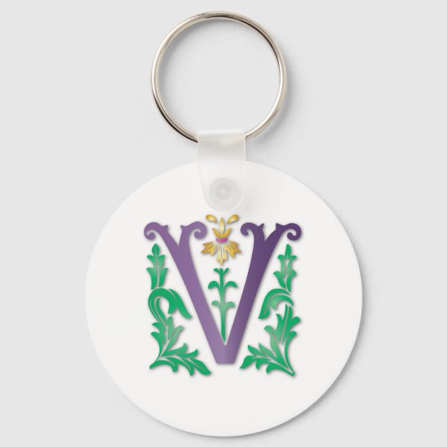 Letter V Monogram Keychain (Front)