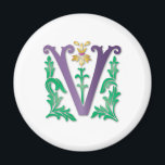 Letter V Monogram Magnet<br><div class="desc">We've got the entire alphabet in fleur-de-lis elegance and in every color you can imagine! From a red A to a purple Z, we have so many choices you're sure to find exactly what you need. Move image, size up or down, and as always, add your own text to personalize...</div>