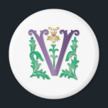 Letter V Monogram Magnet<br><div class="desc">We've got the entire alphabet in fleur-de-lis elegance and in every color you can imagine! From a red A to a purple Z, we have so many choices you're sure to find exactly what you need. Move image, size up or down, and as always, add your own text to personalize...</div>