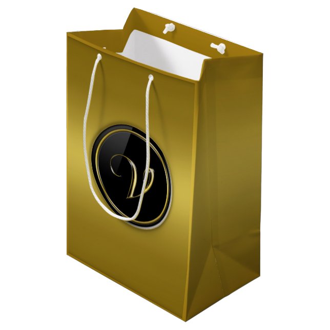 "Letter V" Monogram Medium Gift Bag (Front Angled)