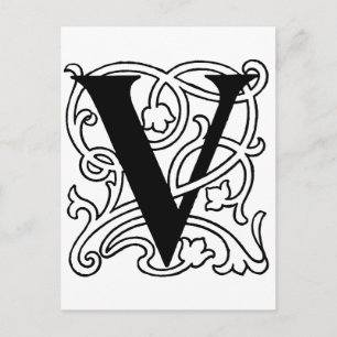 Letter V Monogram Postcard