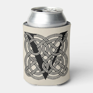 Letter V Monogram Vintage Celtic Knot Print Can Cooler