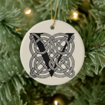 Letter V Monogram Vintage Celtic Knot Print