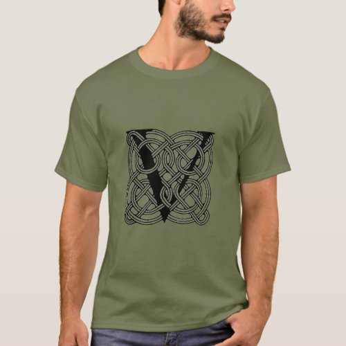 Letter V Monogram Vintage Celtic Knot Print