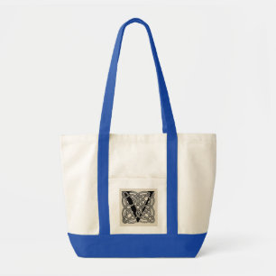 Letter V Monogram Vintage Celtic Knot Print Tote Bag