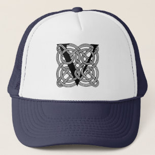 Letter V Monogram Vintage Celtic Knot Print Trucker Hat