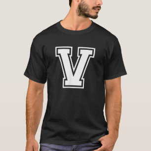 Letter V Name Initial Varsity Alphabet Monogram T-Shirt