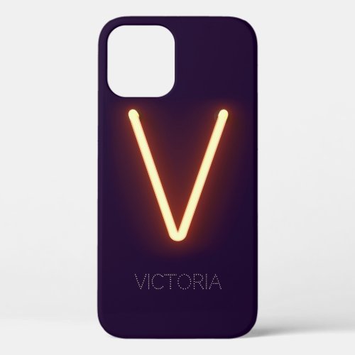 Letter V Neon Light Personalized iPhone 12 Case