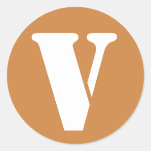 Letter V Peru Gold Stencil Alphabet by Janz Classic Round Sticker