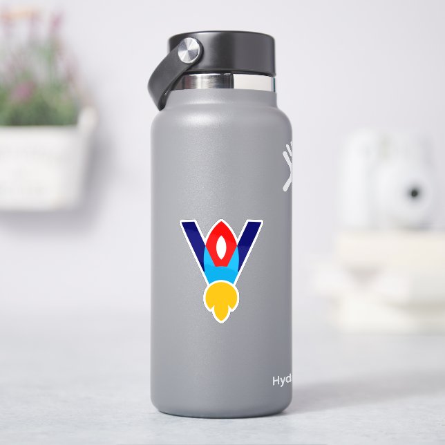Letter V Rocket Kids Sticker (HydroFlask)