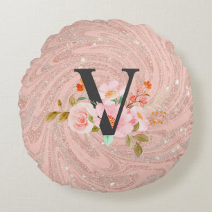 Letter V Round Pillow