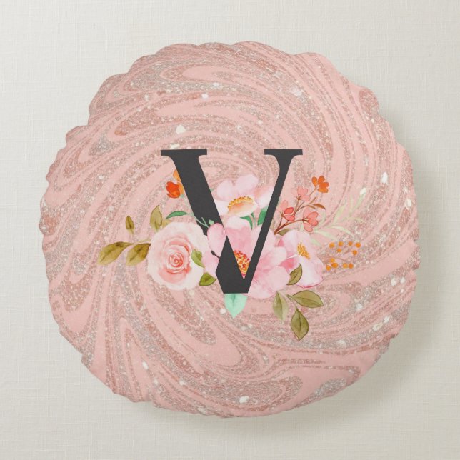 Letter V Round Pillow (Front)