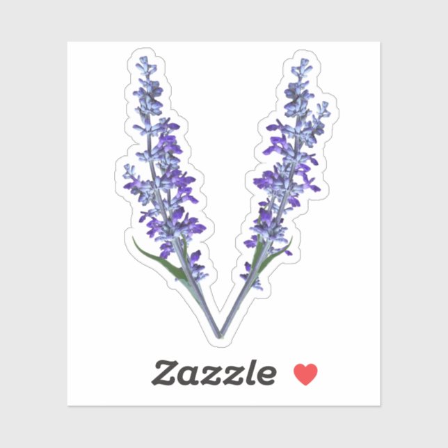 Letter V Sage Flower - Initial V - Flower Monogram Sticker (Sheet)