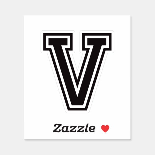 Letter V sporty college font alphabet Sticker