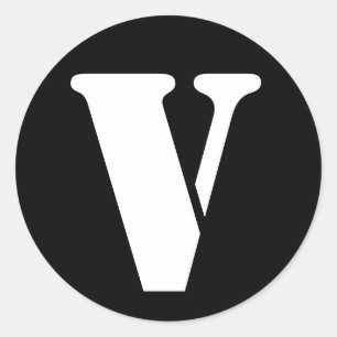 Letter V Stencil Alphabet by Janz Black Classic Round Sticker
