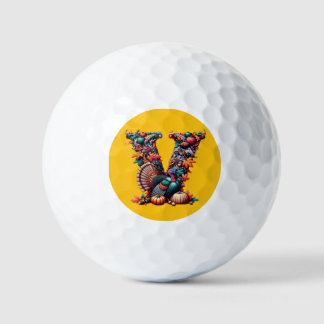 Letter V Thanksgiving turkey style gift  Golf Balls