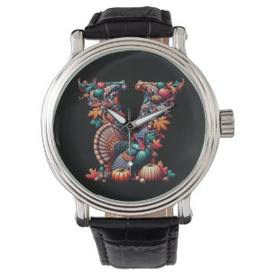 Letter V Thanksgiving turkey style gift Watch
