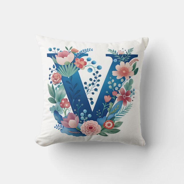 Letter V Throw Pillow (Front)