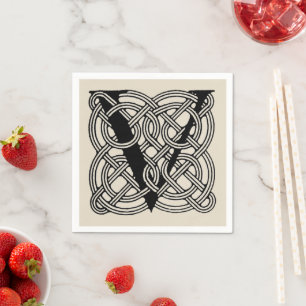 Letter V Vintage Celtic Knot Monogram Napkins