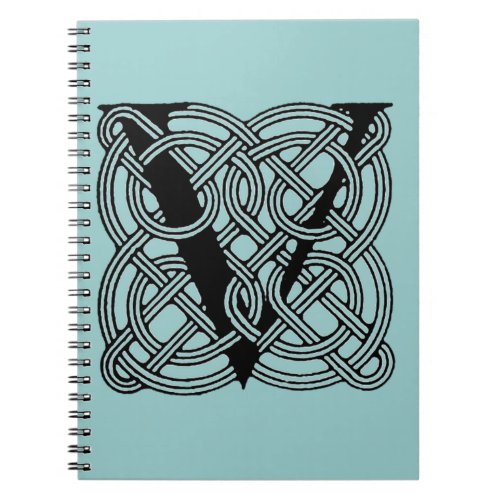 Letter V Vintage Celtic Knot Monogram Notebook