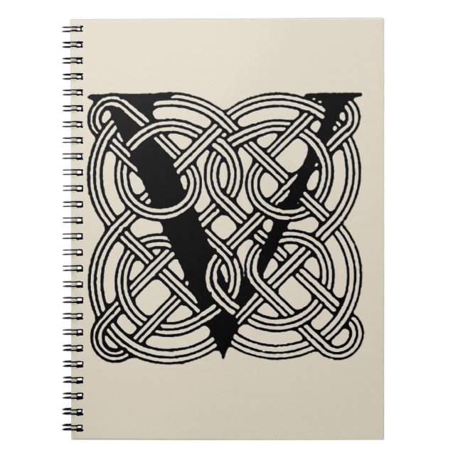 Letter V Vintage Celtic Knot Monogram Notebook (Front)