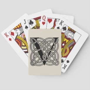 Letter V Vintage Celtic Knot Monogram Poker Cards