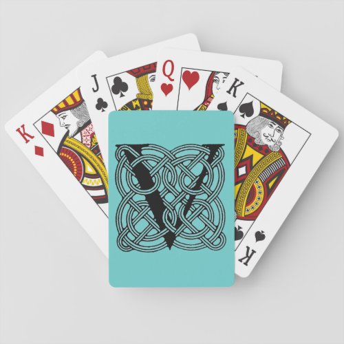 Letter V Vintage Celtic Knot Monogram Poker Cards