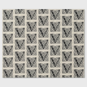 Letter V Vintage Celtic Knot Monogram Wrapping Paper