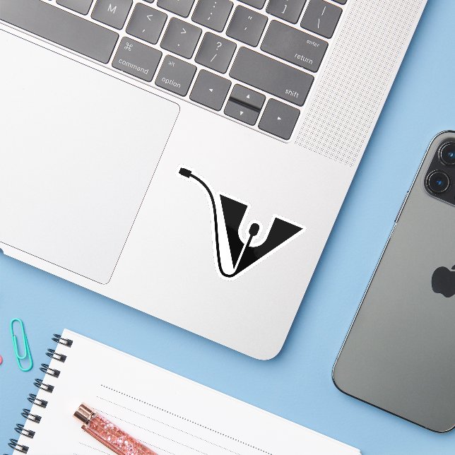 Letter V with Mouse Sticker (Laptop w/ iPhone)