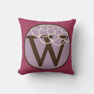 Letter W Alphabet Pillow in Wine Color