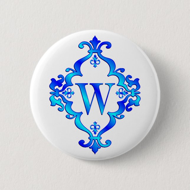 Letter W Blue Button (Front)