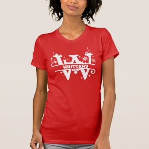Letter W Christmas Monogram Initial Name Red T-Shirt