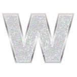 Letter W Cutout<br><div class="desc">Letter W silver faux glitter ornament</div>