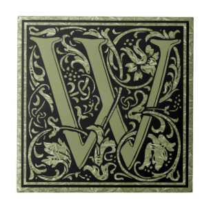 Letter W First Letter Monogram Ceramic Tile