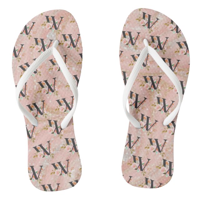 Letter W Flip Flops (Footbed)